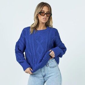 Princess Polly Anaya Oversized Sweater Monday Blues Size M/L